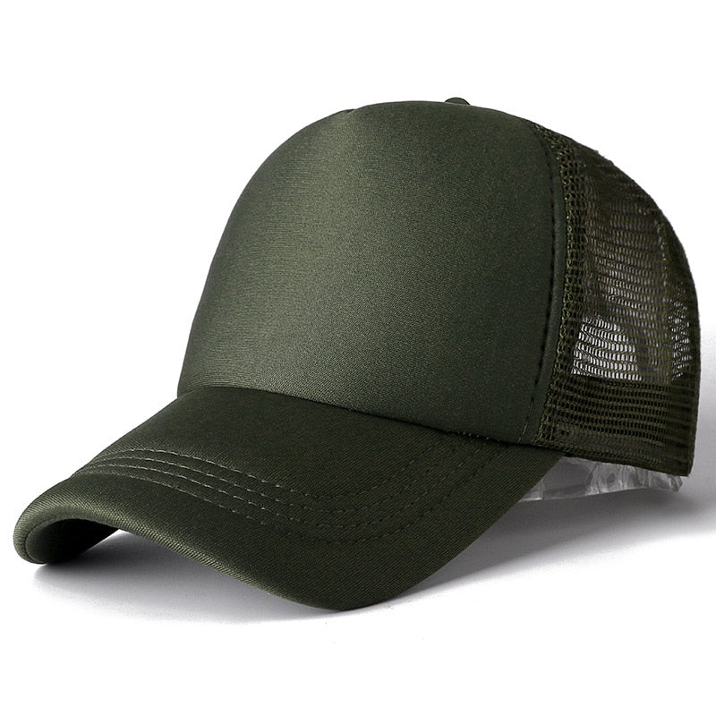 Acheter army-green Plain and Mesh  Adjustable Snapback Baseball Cap
