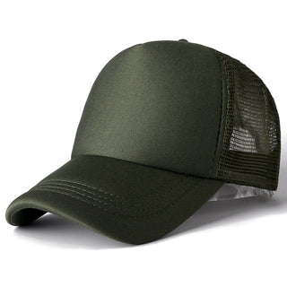 Buy army-green Plain and Mesh  Adjustable Snapback Baseball Cap