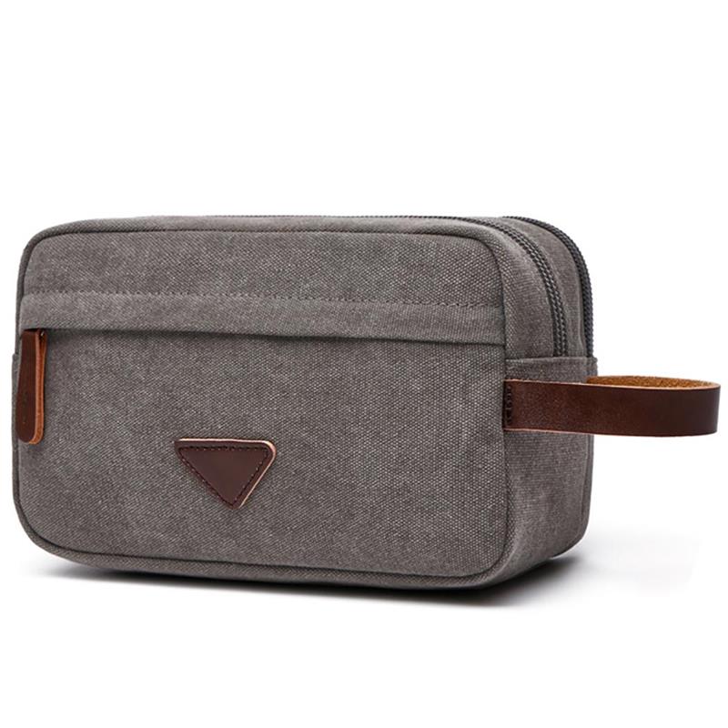 Buy gray Men Travel Organizer Bags For Shaving Kits Canvas Cosmetic Makeup Toiletry Bag Double Compartments Women Beauty Case