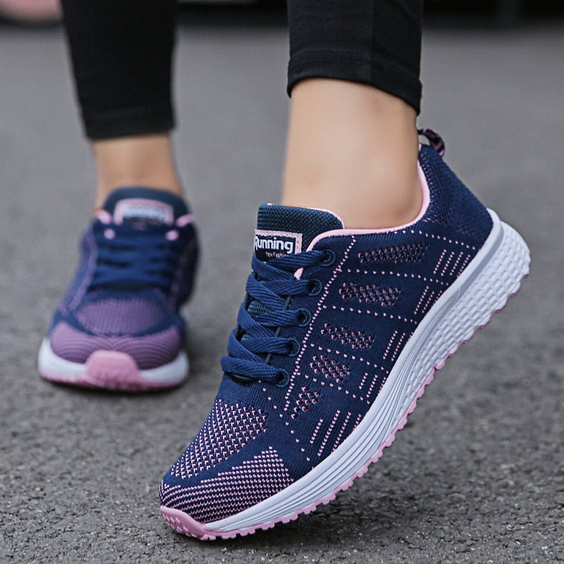 Breathable Walking Mesh Flat Shoes Sneakers for Women