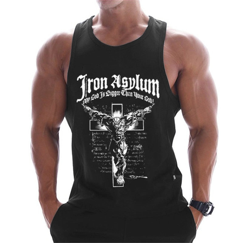 Compra black4 Bodybuilding tank-top for men of various designs. sleeveless singlet for men