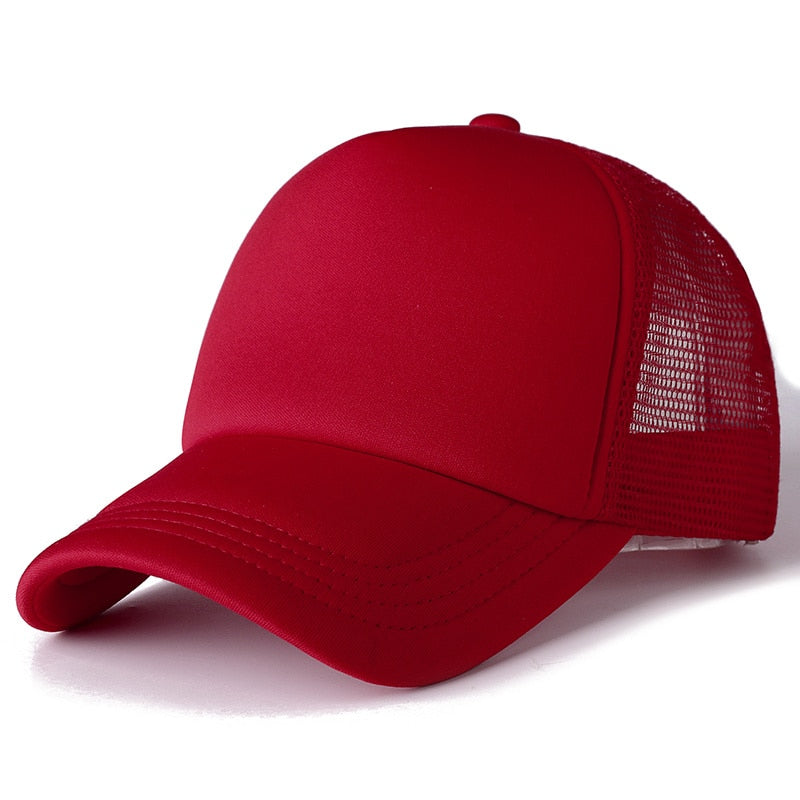 Acheter wine-red Plain and Mesh  Adjustable Snapback Baseball Cap