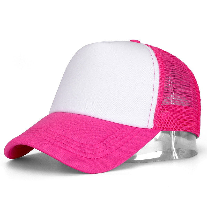 Acheter rose-red-white Plain and Mesh  Adjustable Snapback Baseball Cap
