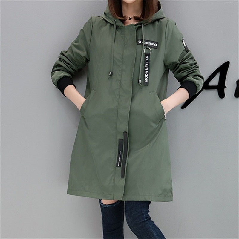 Trench Coat with Hoodie for women