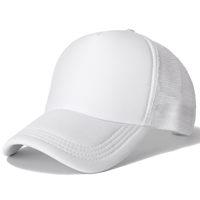 Acheter white Plain and Mesh  Adjustable Snapback Baseball Cap