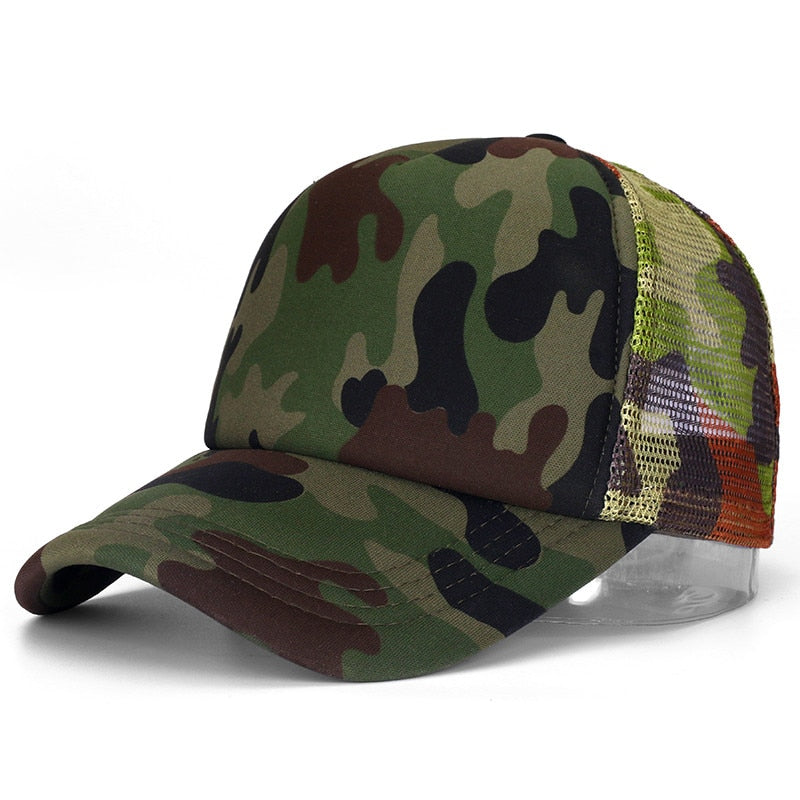 Acheter camouflage Plain and Mesh  Adjustable Snapback Baseball Cap
