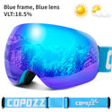 COPOZZ Anti-Fog Ski Spherical Frameless Ski Goggles 100% UV400 Protection 
