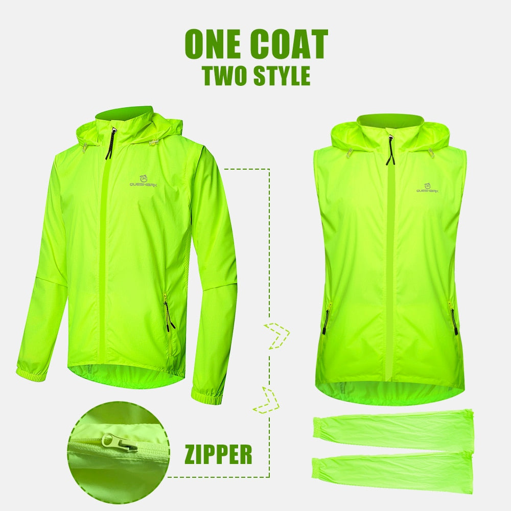 2-Part Windproof & Waterproof Reflective Cycling Hooded Jacket 