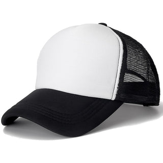 Buy black-white Plain and Mesh  Adjustable Snapback Baseball Cap