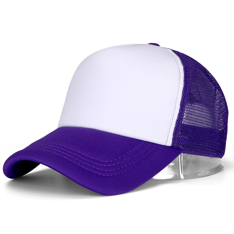 Acheter purple-white Plain and Mesh  Adjustable Snapback Baseball Cap