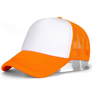 Buy orange-white Plain and Mesh  Adjustable Snapback Baseball Cap