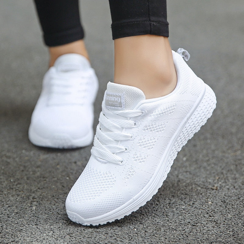 Buy a08-white Women Casual Shoes Fashion Breathable Walking Mesh Flat Shoes