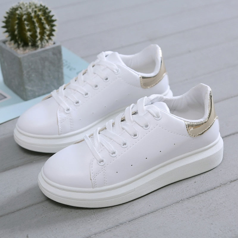 White Sneakers Chunky Vulcanized Platform Shoes  