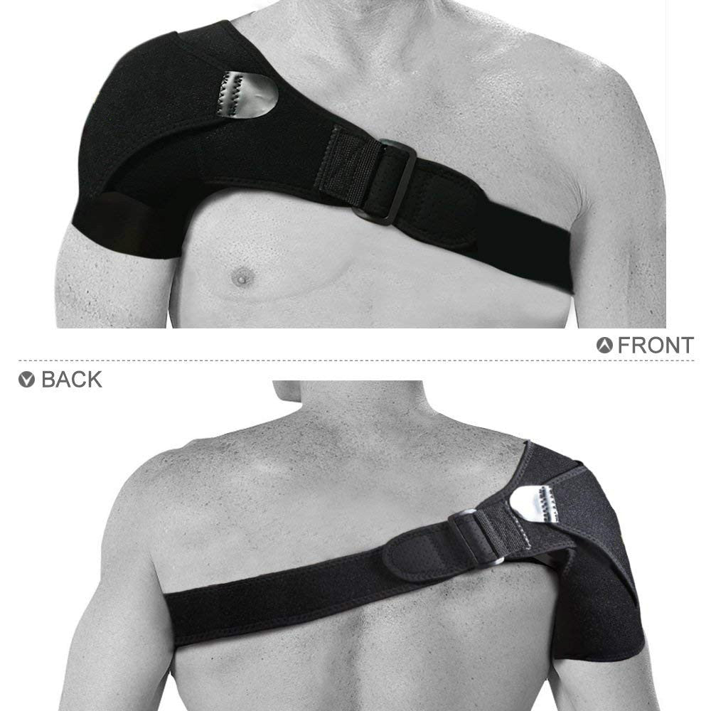 Adjustable shoulder support brace for left and right shoulder with velcro adjuster