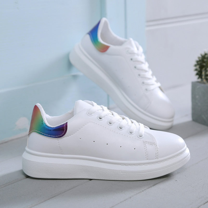 White Sneakers Chunky Vulcanized Platform Shoes  