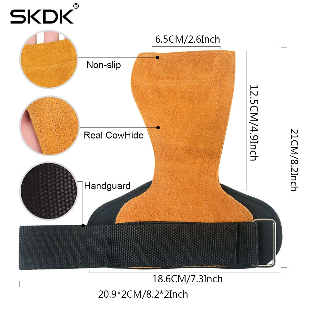 SKDK Anti Slip Weight Lifting Grip with wrist strap for barbell grip