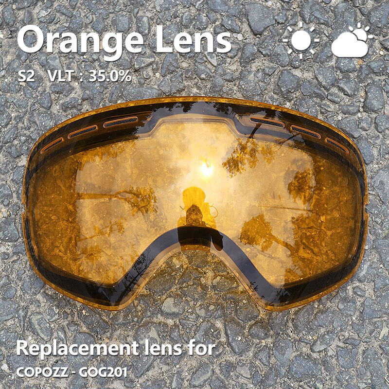 COPOZZ 201 Ski Goggles Lens Anti-fog UV400 Big Spherical Ski Glasses