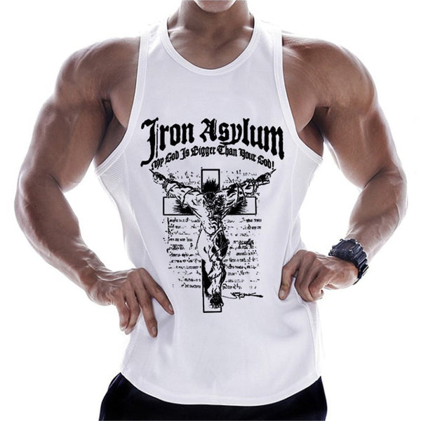 Bodybuilding tank-top for men of various designs. sleeveless singlet for men