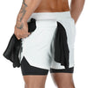 Gym & Running 2 Layer Shorts 2 IN 1 Fitness Shorts for Men  white back