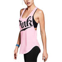 Ladies Casual Sleeveless Tops in Pink Letter with black graphics