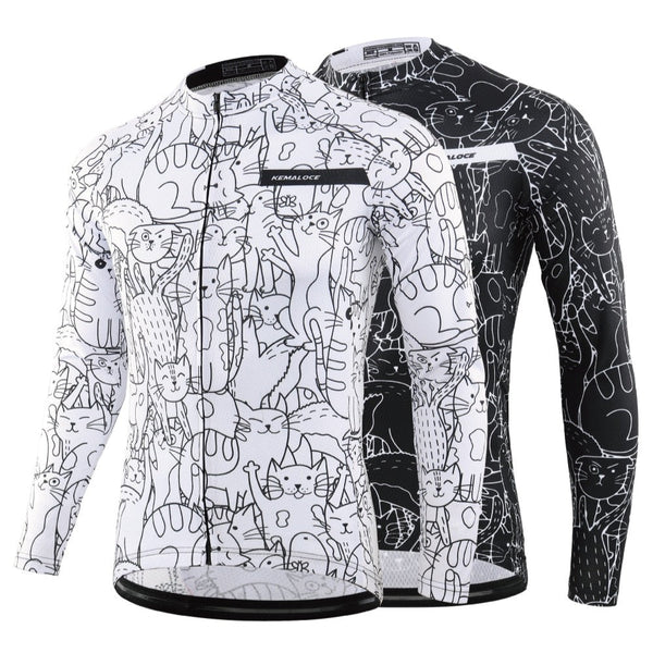 KEMALOCE White Cycling Jersey Long Sleeve cycling shirts