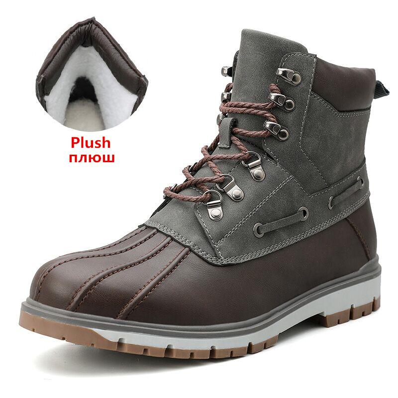 Comprar plush-dark-brown Winter Men&#39;s Lace-UP Ankle Boots with Thick Warm Plush