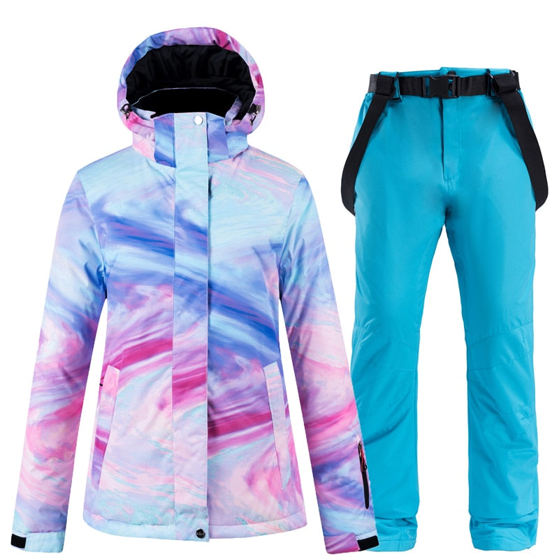Buy color-3 Warm Colourful Waterproof &amp; Windproof Ski Suit for Women Skiing and Snowboarding Jacket or Pants Set