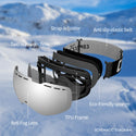 COPOZZ Frameless Ski Goggles with Magnetic Lens Skateboard Skiing Anti-fog UV400 Snowboard Goggles Men Women Ski Glasses Eyewear