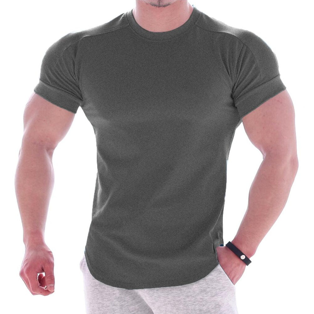 Solid Colour Short Sleeve Cotton T-shirt for Men 