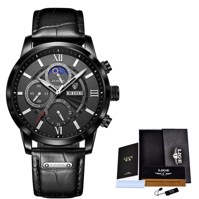 Top Brand Luxury military men watch Top Brand Luxury Men Wrist Watch Leather Quartz for men LIGE Watches