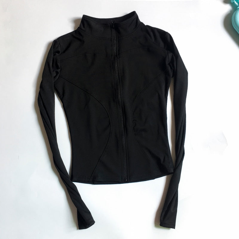 Compra black Peeli Long Sleeve Sports Jacket Women Zip Fitness Yoga Shirt Winter Warm Gym Top Activewear Running Coats Workout Clothes Woman