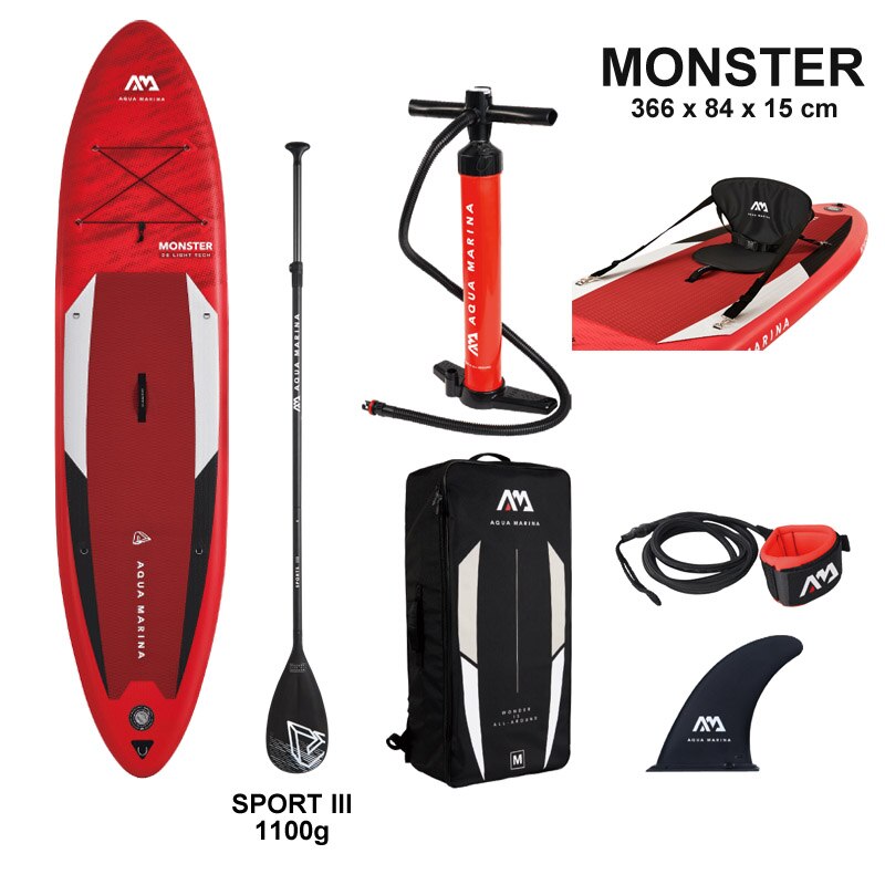 Comprar set-b AQUA MARINA 12ft Stand Up inflatable paddle board MONSTER P 84 x 15cm