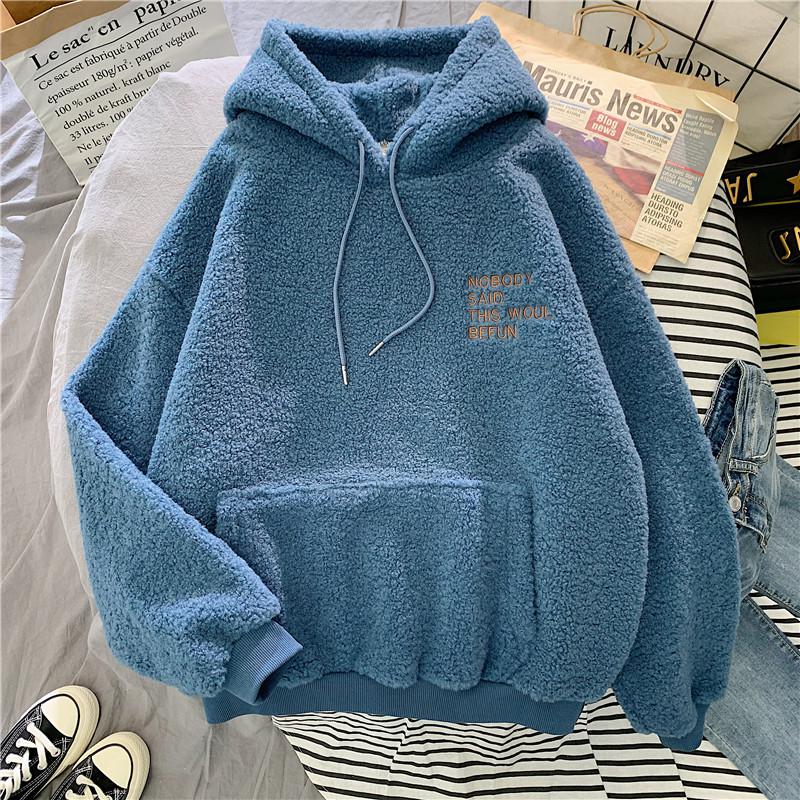  Thick Fashion Letter Embroidery Harajuku Hoodie for Women 