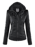 Faux Leather Jacket for Women with hoodie