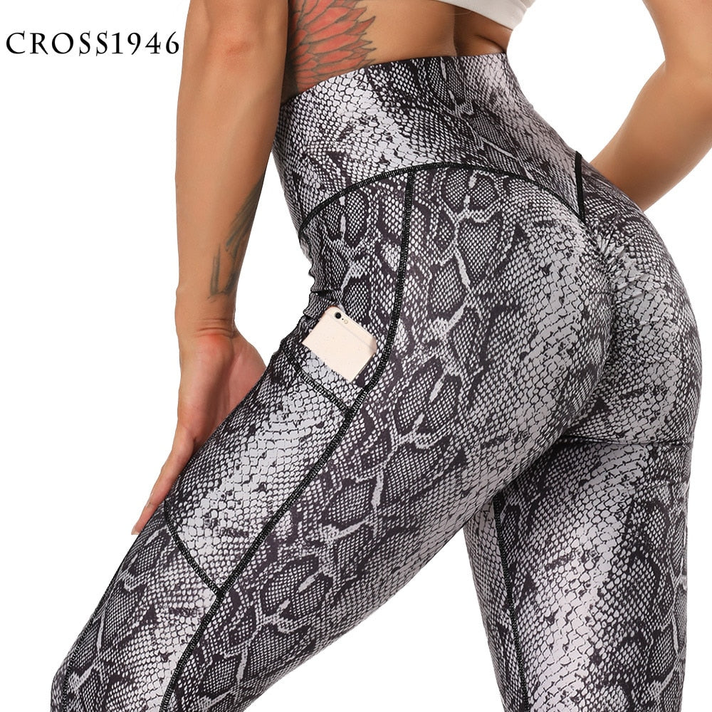 Snake and Leopard Print High Waist Elastic Yoga & Jogging Pants for women