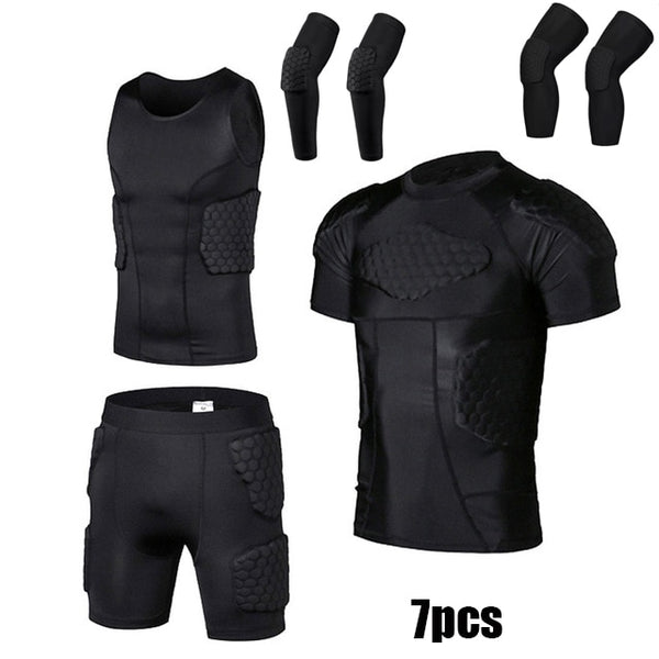 Men Sports Kneepad,  Elbow Shock Guard, Compression Padded Shorts, ShiThis kit is an ideal choice for contact sports, mountain biking, and other activities that require robust protection. The Men Sports Kneepad, Elbow Shock Guard, Comp0formyworkout.com