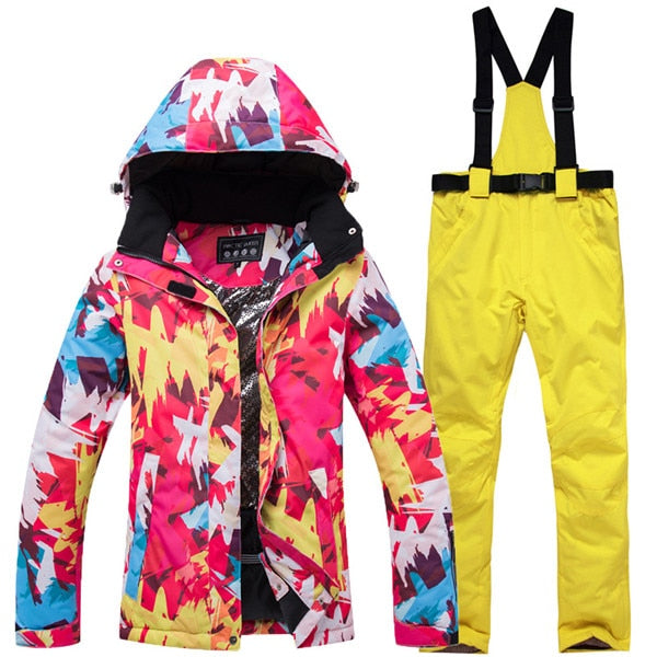 New Thick Warm Ski Suit Women Waterproof Windproof Skiing 