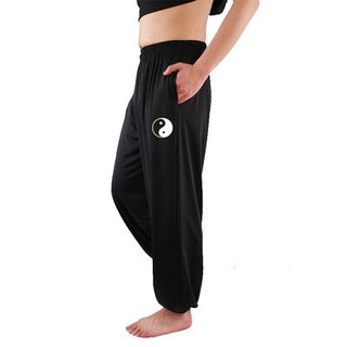 Compra tai Customized Kung Fu Pants Nylon Wing Chun Tai Chi Clothing Martial Arts Yoga Pants men Loose самурай Wushu Artes Marcia Pants