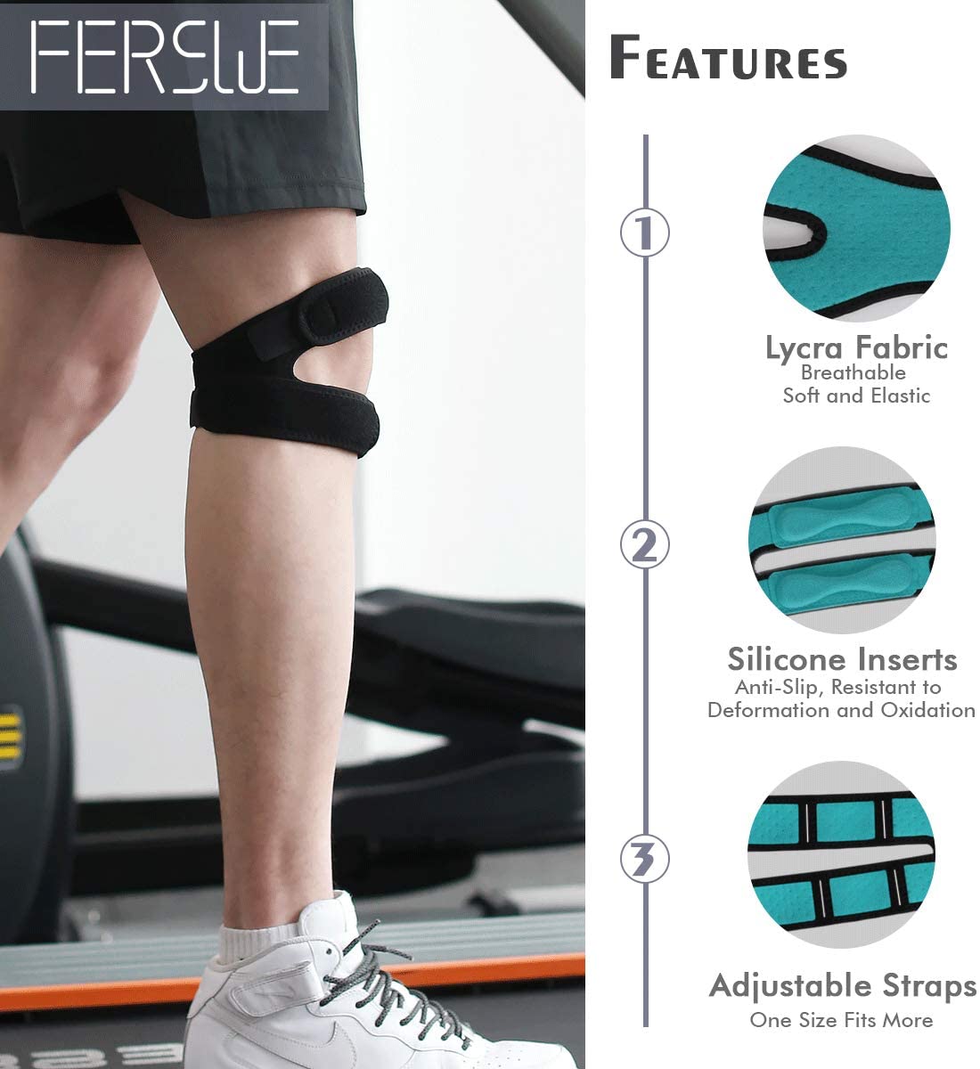 Adjustable Knee double Strap support braces and Patella Stabilizer