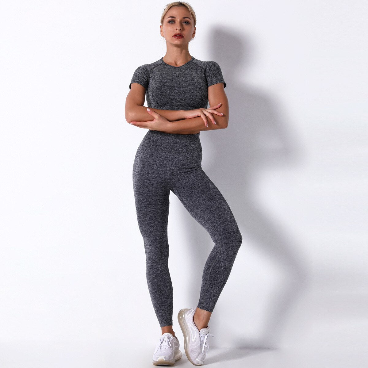 High Waist Seamless 2pc Set of Leggings and top for Running & Yoga for Women, JD Sports, Sports Direct, DecathlonHigh Waist Seamless 2pc Set of Leggings and top for Running & Yoga for Women