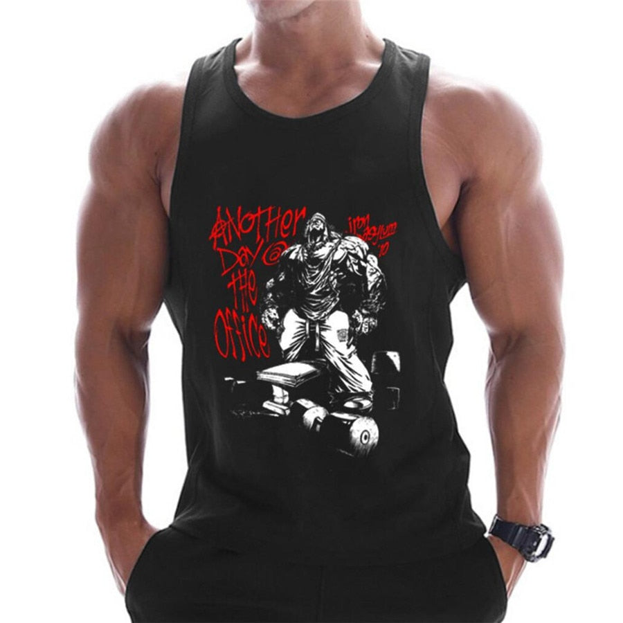 Comprar c19 Gym-inspired Printed Bodybuilding and fitness cotton Tank Top for Men