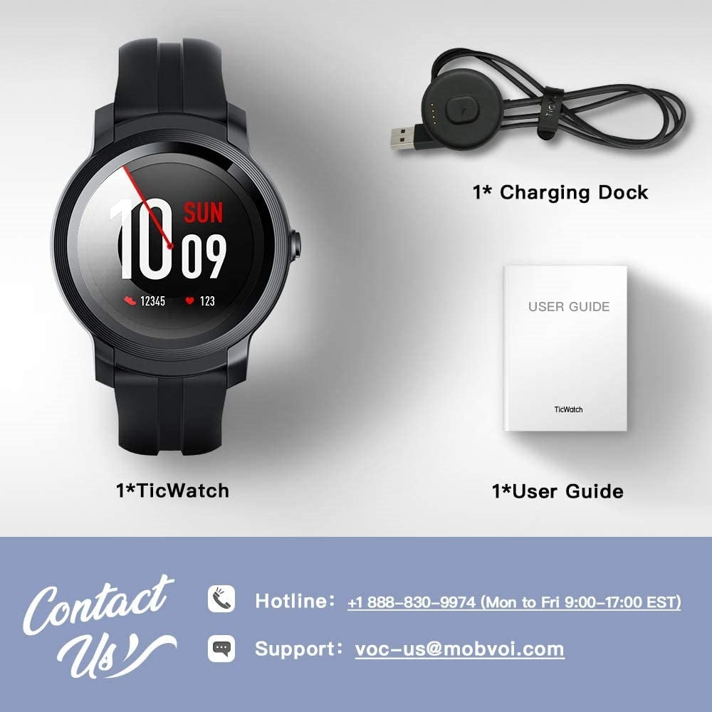 TicWatch E2 Wear OS by Google Smart Watch Built-in GPS  iOS&amp; Andro