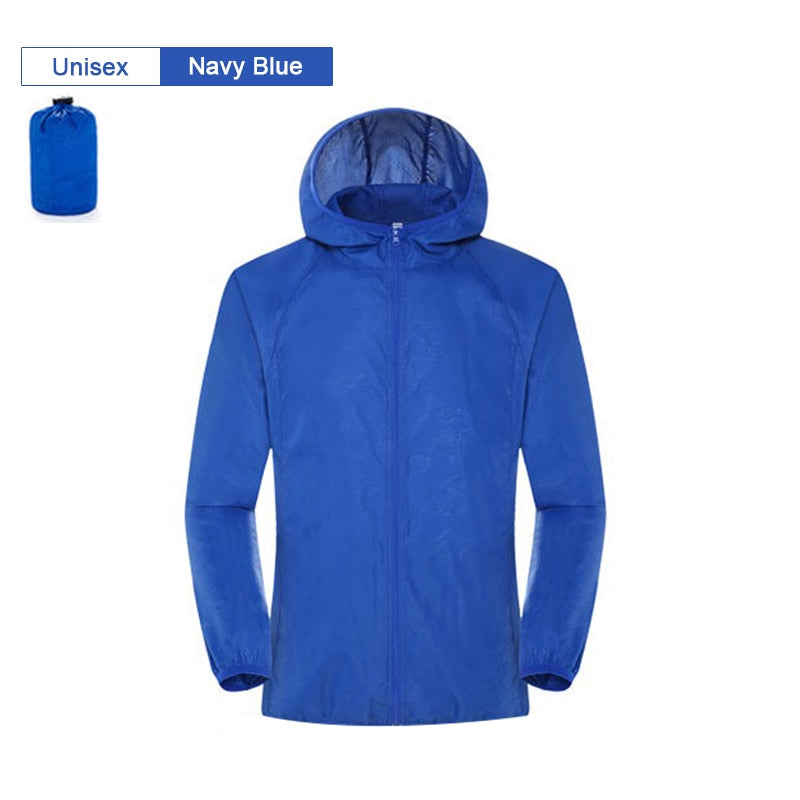 Buy unisex-navy-blue Hiking Jacket Waterproof Quick Dry Camping Sun-Protective Anti UV Windbreaker