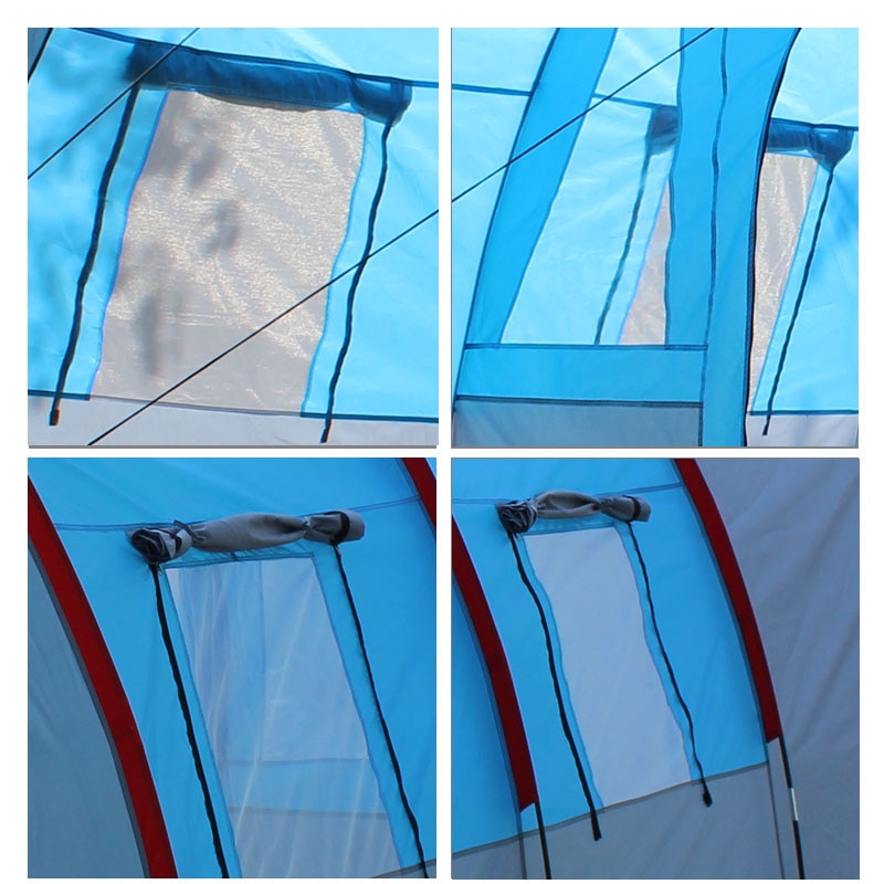 Large Camping tent Canvas Fiberglass 5-8 People Family Tunnel tent  