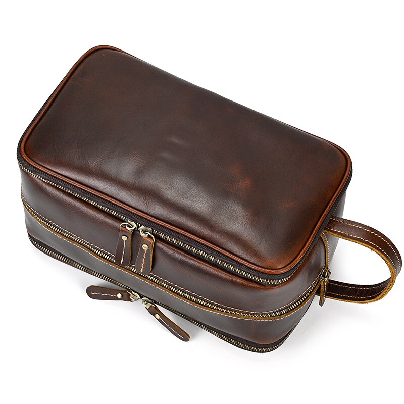 Newsbirds Leather Cosmetic and toiletries Bag for Men & Women