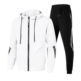Buy white Striped Two Piece Tracksuit Suit with Zipper
