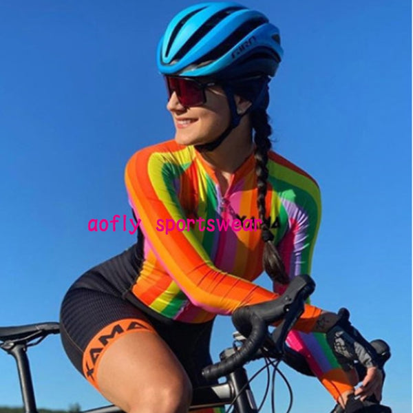 Women XAMA Pro Cycling Jumpsuit Long Sleeve Bike SkinsuitWomen XAMA Pro Cycling Jumpsuit Long Sleeve Bike Skinsuit