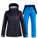 Thermal Ski Jacket & Pants Set Windproof Waterproof Snowboarding Jacket or set for women black and blue 