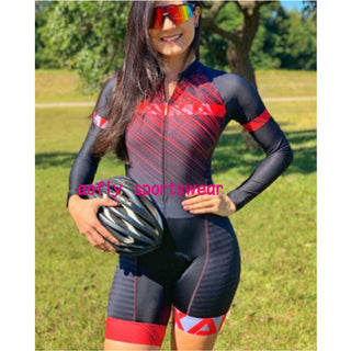 Women XAMA Pro Cycling Jumpsuit Long Sleeve Bike Skinsuit