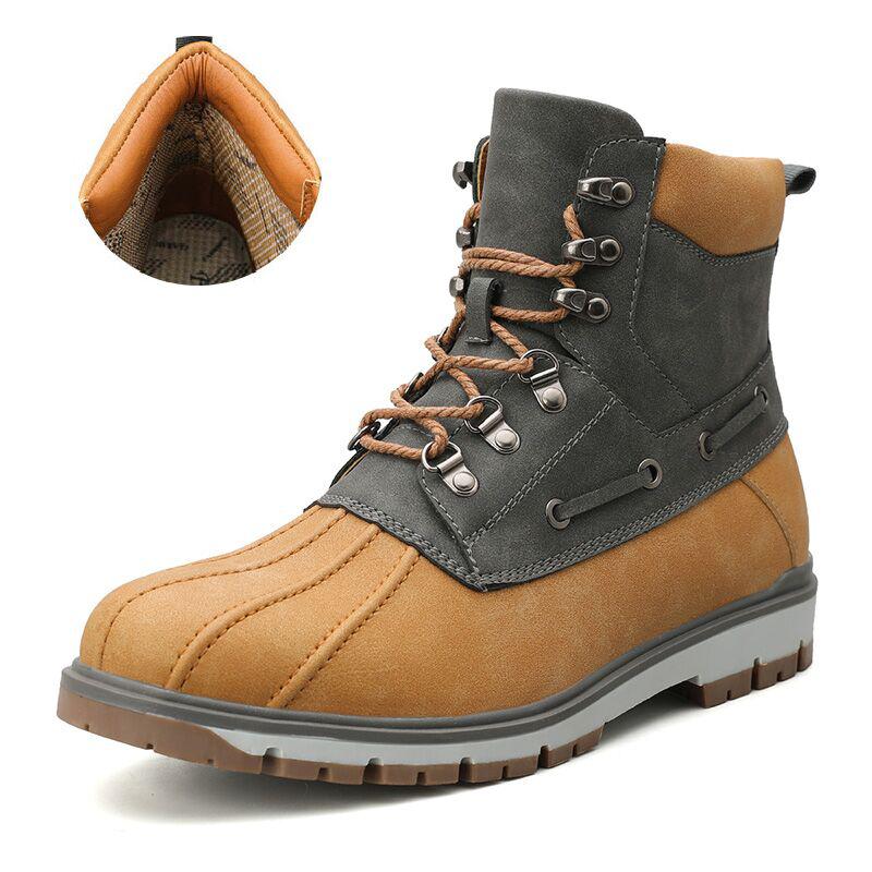 Comprar yellow-brown Winter Men&#39;s Lace-UP Ankle Boots with Thick Warm Plush